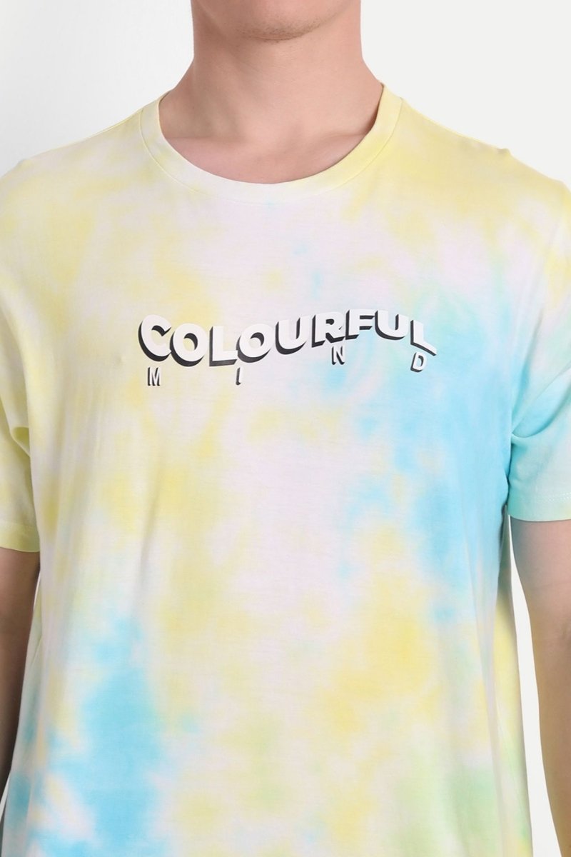 Buy Tie-Dye Organic Cotton Men's Printed T-shirt |Blue & Yellow | Shop Verified Sustainable Products on Brown Living
