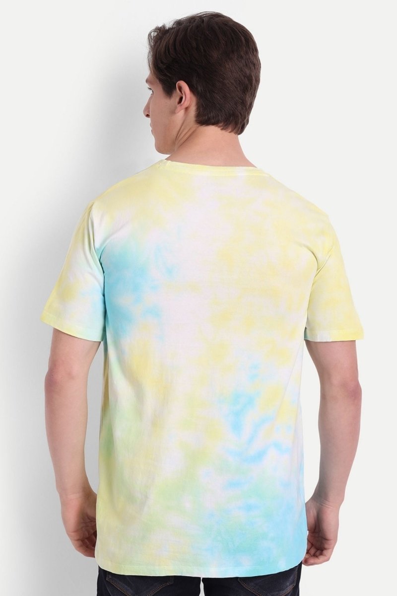 Buy Tie-Dye Organic Cotton Men's Printed T-shirt |Blue & Yellow | Shop Verified Sustainable Products on Brown Living