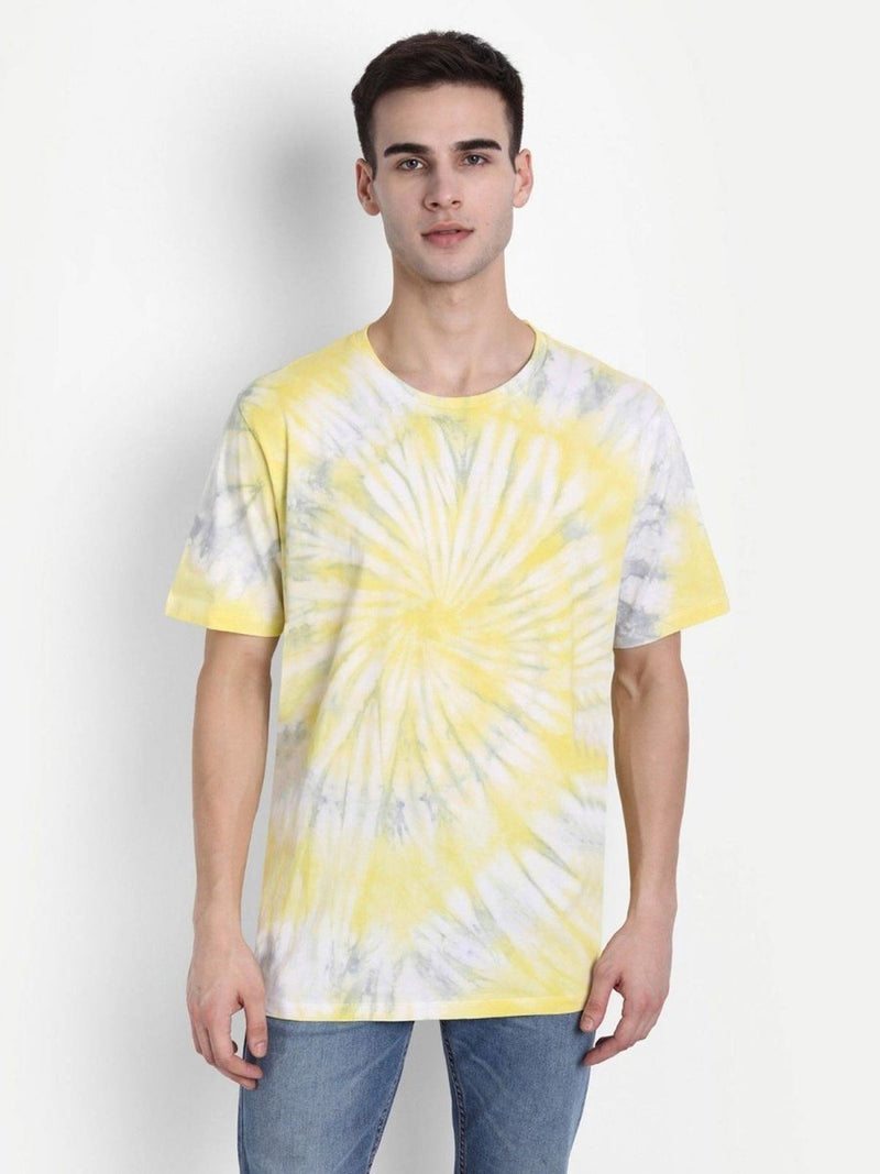Buy Tie-Dye Organic Cotton Men's T-shirt | Yellow & Pearl Grey | Shop Verified Sustainable Products on Brown Living