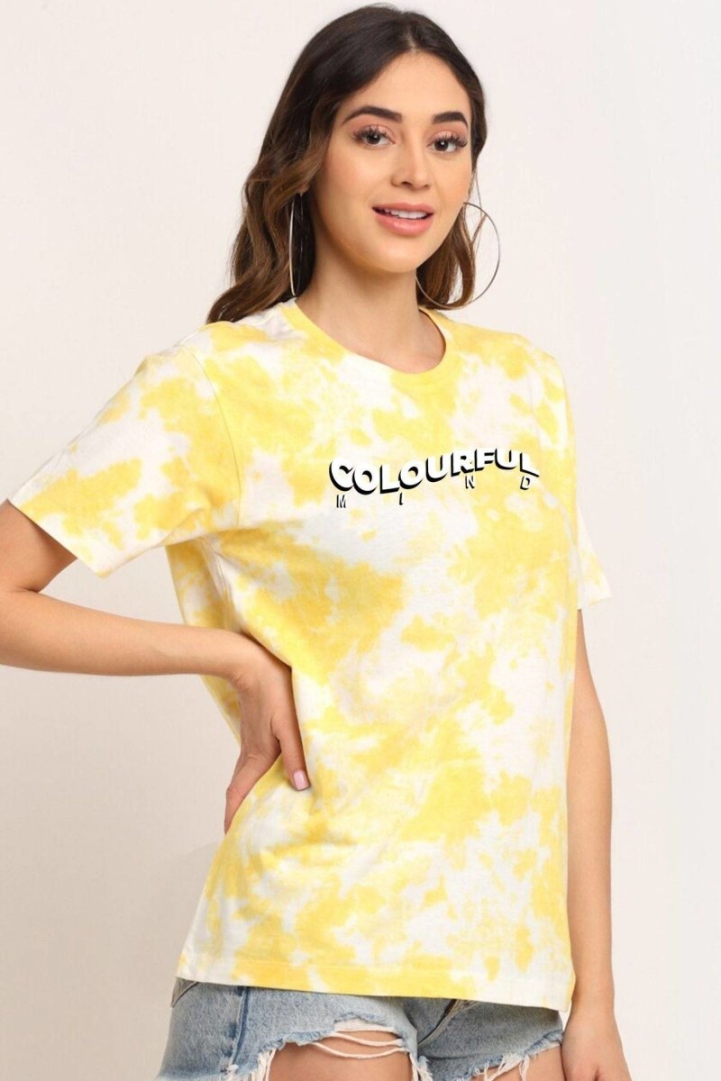 Buy Tie-Dye Organic Cotton Women's Printed T-shirt | Sunshine Yellow | Shop Verified Sustainable Products on Brown Living