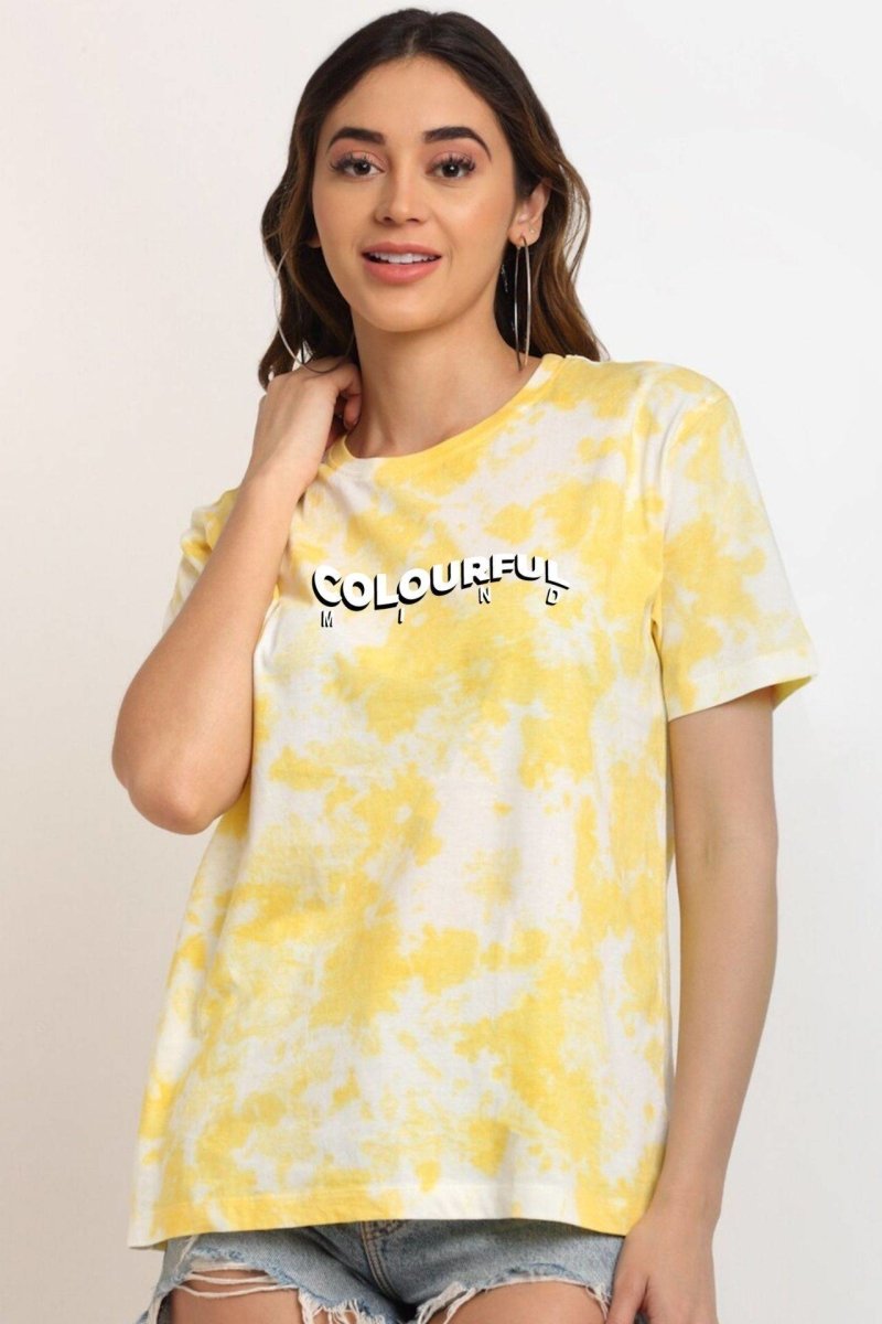 Buy Tie-Dye Organic Cotton Women's Printed T-shirt | Sunshine Yellow | Shop Verified Sustainable Products on Brown Living