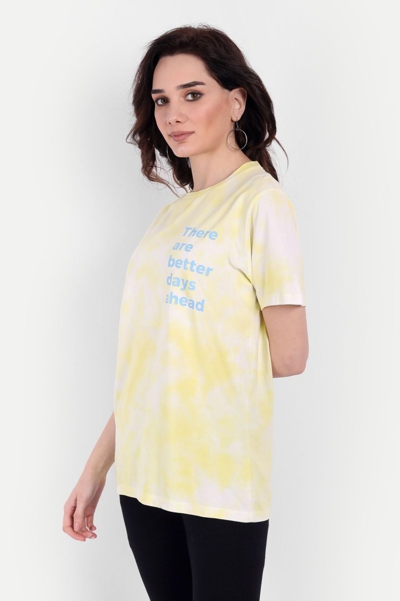 Buy Tie-Dye Organic Cotton Women's Printed T-shirt | Sunshine Yellow | Shop Verified Sustainable Products on Brown Living