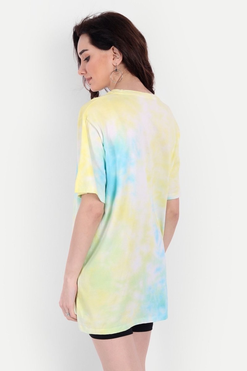 Buy Tie-Dye Organic Cotton Women's Printed T-shirt | Yellow & Blue | Shop Verified Sustainable Products on Brown Living