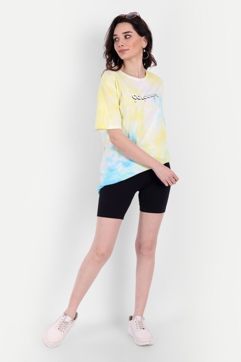 Buy Tie-Dye Organic Cotton Women's Printed T-shirt | Yellow & Blue | Shop Verified Sustainable Products on Brown Living