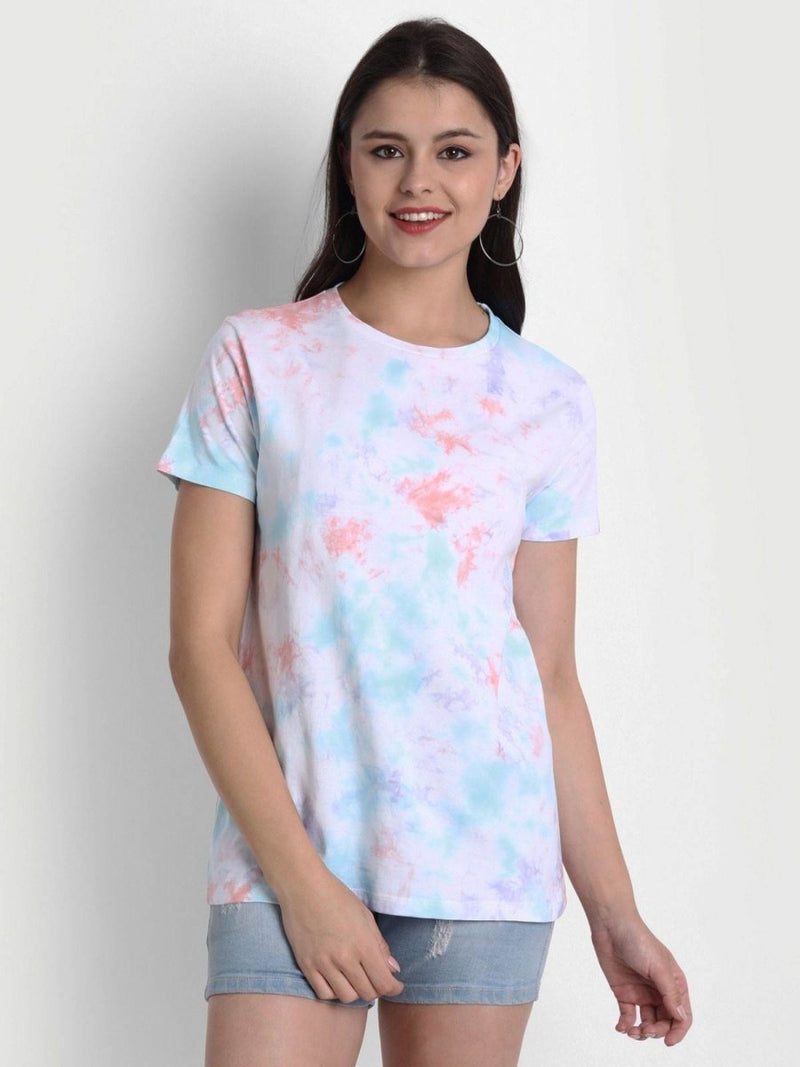 Buy Tie-Dye Organic Cotton Women's T-shirt | Peachy Blue | Shop Verified Sustainable Products on Brown Living