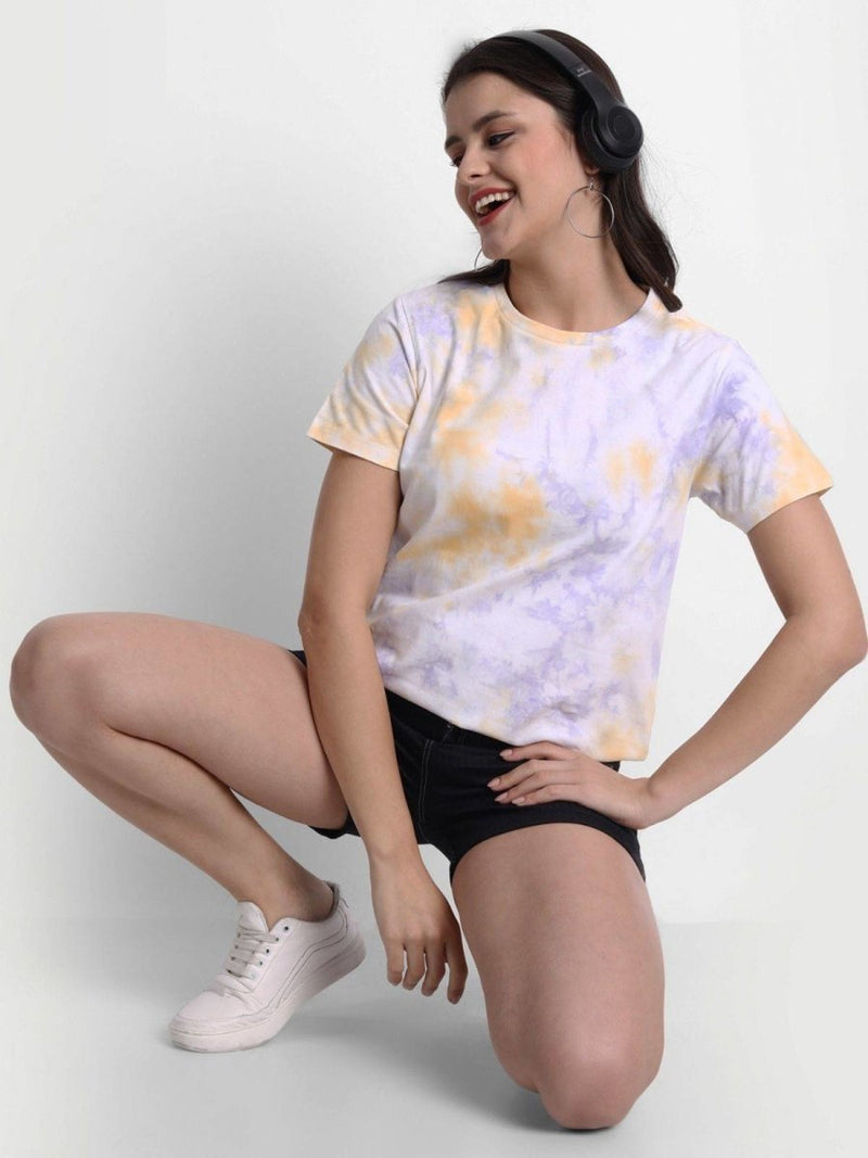 Buy Tie-Dye Organic Cotton Women's T-shirt | Purple Amber | Shop Verified Sustainable Products on Brown Living