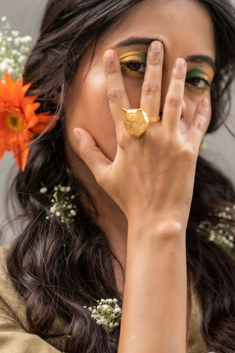 Buy Tigris Brass Ring - Gold | Shop Verified Sustainable Womens Rings on Brown Living™