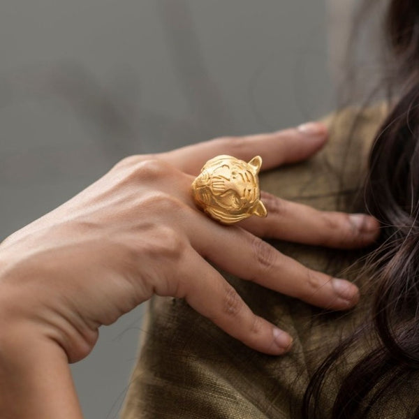 Buy Tigris Brass Ring - Gold | Shop Verified Sustainable Womens Rings on Brown Living™