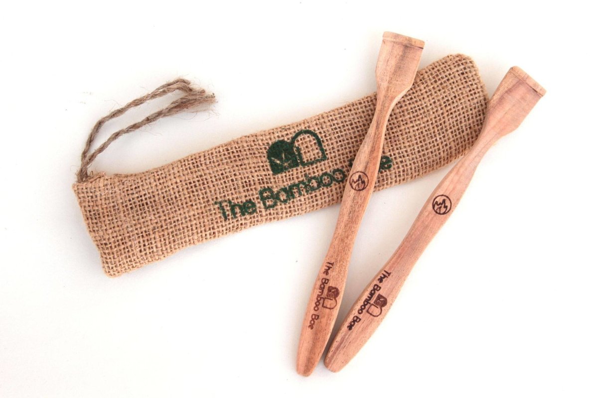 Tongue Cleaner | Neem Wood Anti Bacterial Tongue Scrapper | With Reusable Jute Pouch | Verified Sustainable by Brown Living™