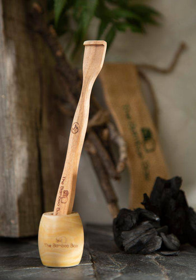 Tongue Cleaner | Neem Wood Anti Bacterial Tongue Scrapper – Tongue Cleaner on Brown Living™. SKU: TBB - 68. Img 1.