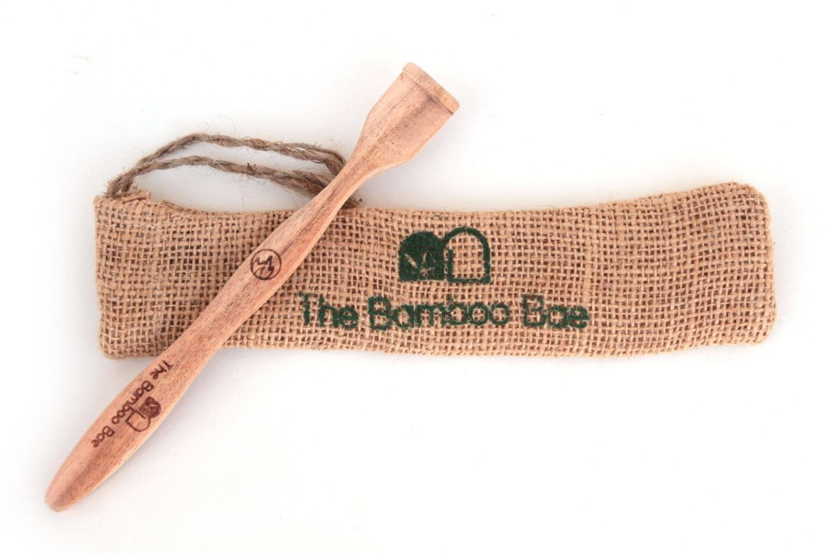 Tongue Cleaner | Neem Wood Anti Bacterial Tongue Scrapper | With Reusable Jute Pouch | Verified Sustainable by Brown Living™