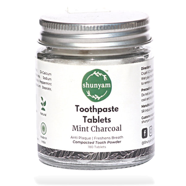 Buy Toothpaste Tablets -Flouride Free - Mint Charcoal (Pack of 180 Tablets) | Shop Verified Sustainable Products on Brown Living