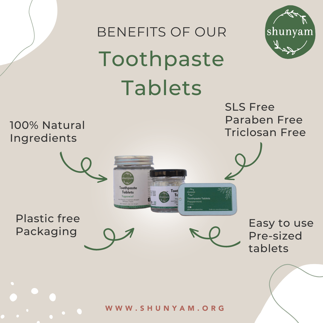 Toothpaste Tablets Travel Pack of 30 tablets | Pack of 2 | Flouride Free | Travel Friendly | Verified Sustainable by Brown Living™