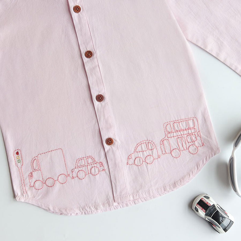 Buy Traffic Embroidered Formal Shirt - Light Pink | Shop Verified Sustainable Kids Shirts on Brown Living™