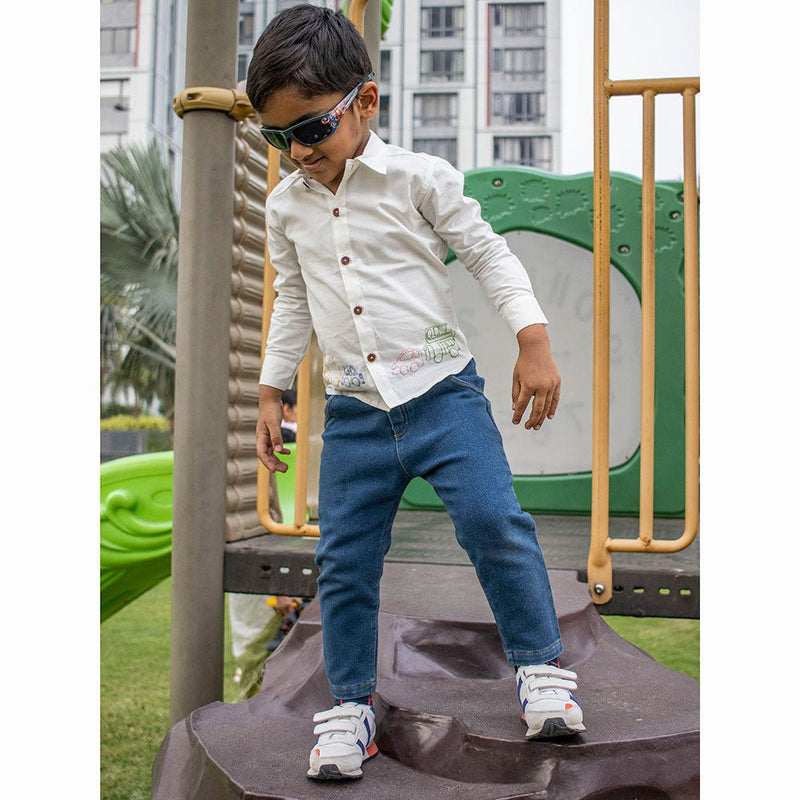 Buy Traffic Embroidered Formal Shirt- White | Shop Verified Sustainable Kids Shirts on Brown Living™
