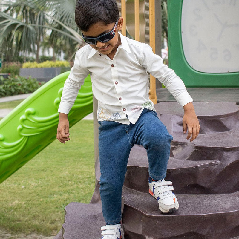 Buy Traffic Embroidered Formal Shirt- White | Shop Verified Sustainable Kids Shirts on Brown Living™