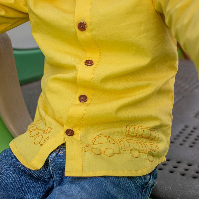 Buy Traffic Embroidered Formal Shirt- Yellow | Shop Verified Sustainable Kids Shirts on Brown Living™