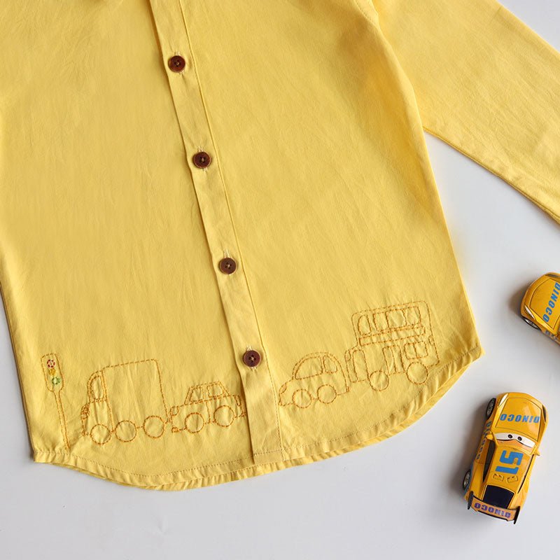 Buy Traffic Embroidered Formal Shirt- Yellow | Shop Verified Sustainable Kids Shirts on Brown Living™