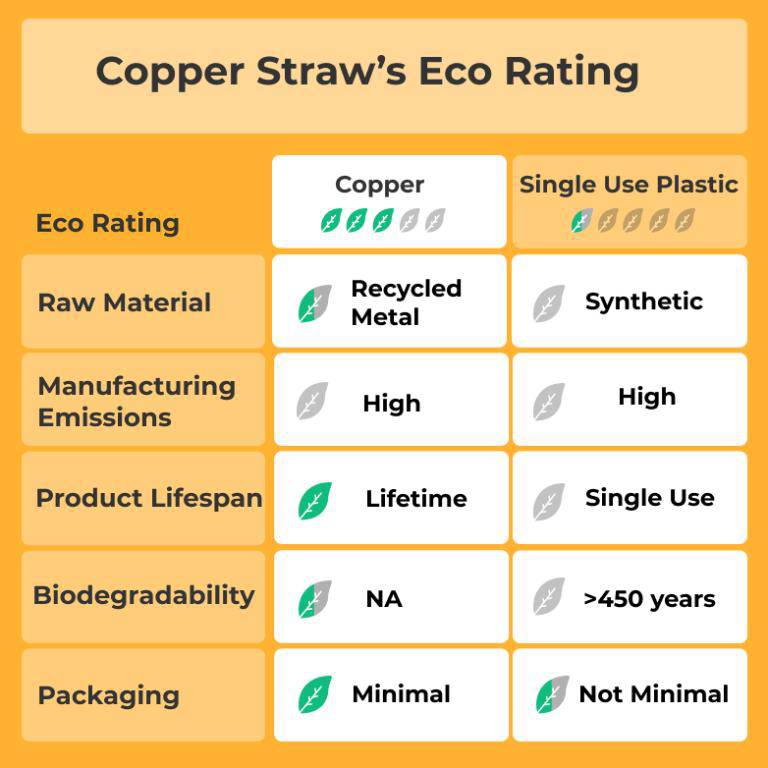 Travel Copper Straw Kit | 1 Straight & 1 Bent Copper Straw | 1 Straw Cleaner | Verified Sustainable by Brown Living™