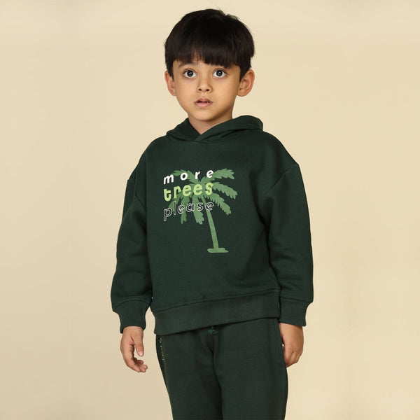 Buy Trees-Please Unisex Hoodie, Dark Green | Planet First | Shop Verified Sustainable Kids Sweat Shirts on Brown Living™