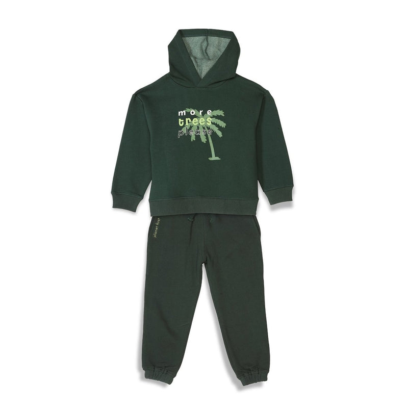 Buy Trees-Please Unisex Joggers Set, Dark Green | Planet First | Shop Verified Sustainable Kids Daywear Sets on Brown Living™