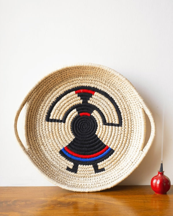 Buy Tribal Dance Handmade Round Serving Tray | Shop Verified Sustainable Trays & Platters on Brown Living™