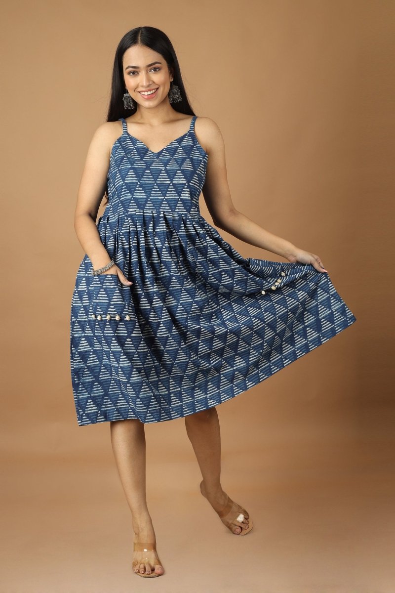 Trikona Dabu Indigo Dress | Verified Sustainable by Brown Living™