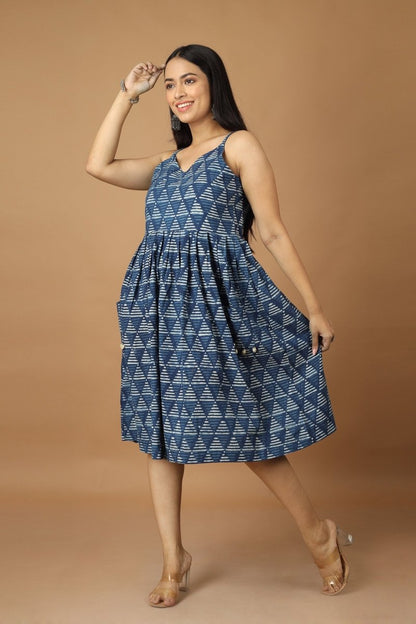 Trikona Dabu Indigo Dress | Verified Sustainable by Brown Living™