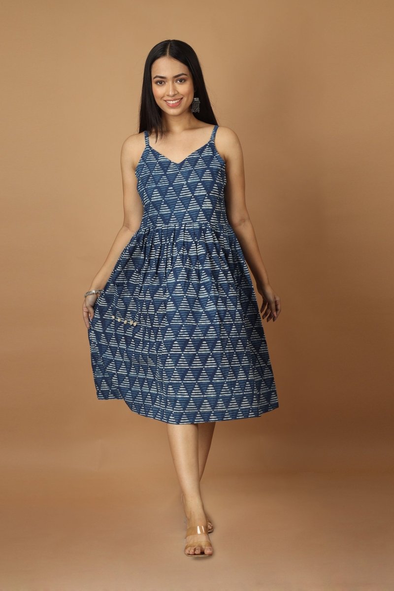 Trikona Dabu Indigo Dress | Verified Sustainable by Brown Living™