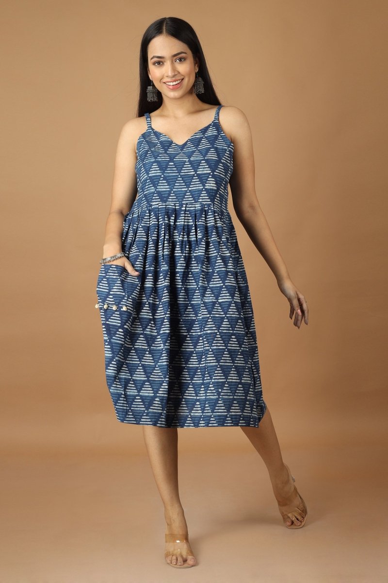 Trikona Dabu Indigo Dress | Verified Sustainable by Brown Living™