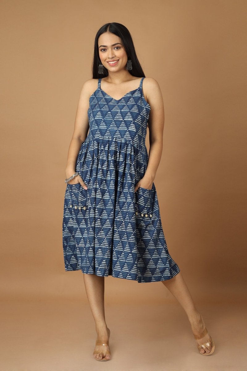 Trikona Dabu Indigo Dress | Verified Sustainable by Brown Living™