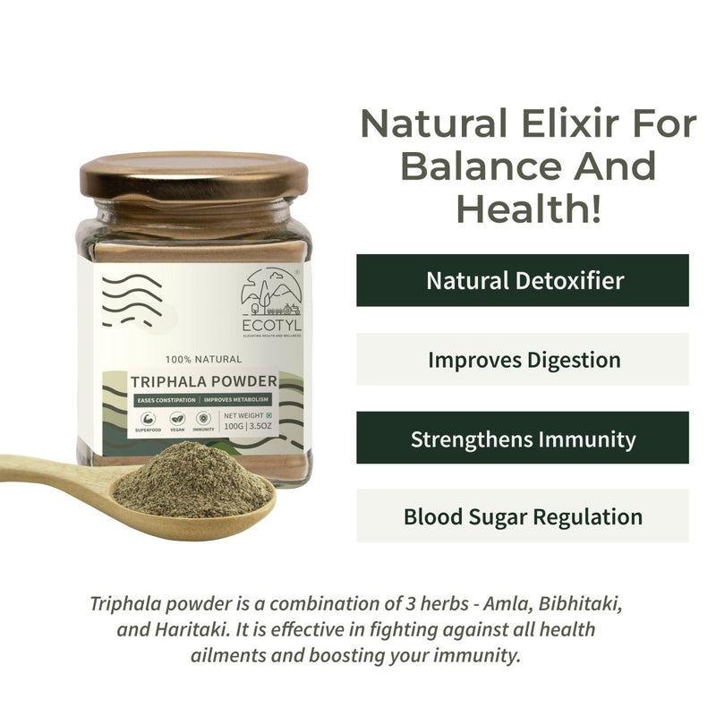 Buy Triphala Powder for Digestive Health & Immune System - 100g | Shop Verified Sustainable Powder Drink Mixes on Brown Living™