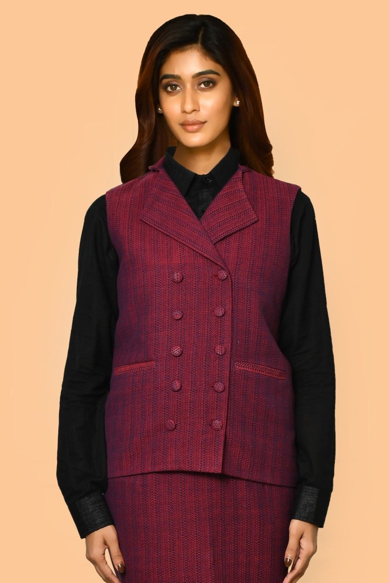 Trisha Handloom Pure Cotton Jacket for Women | Verified Sustainable Womens Jacket on Brown Living™