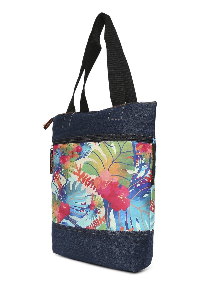 Tropical Upcycled Denim Tote Bag | Verified Sustainable by Brown Living™