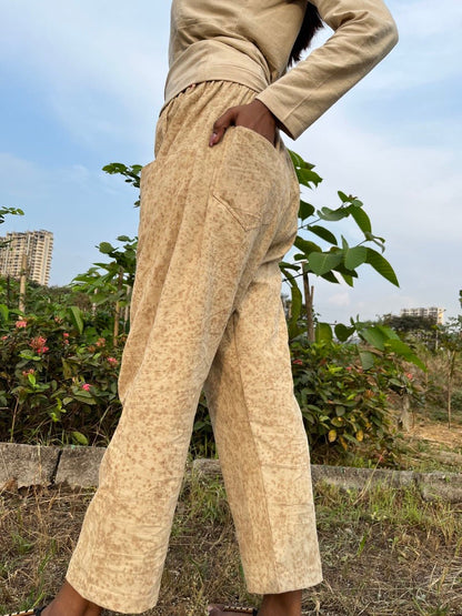 Trousers with pockets | Cordruoy Pants | Natural Dye | Eco printed trousers | Verified Sustainable by Brown Living™