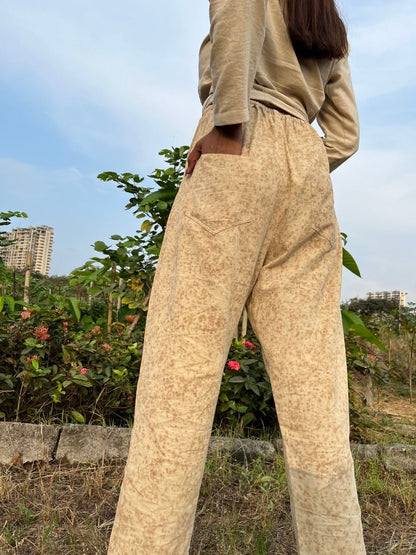 Trousers with pockets | Cordruoy Pants | Natural Dye | Eco printed trousers | Verified Sustainable by Brown Living™
