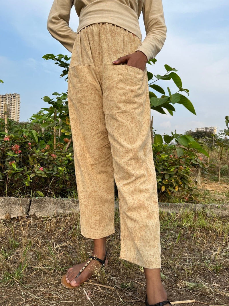 Buy Trousers with pockets | Cordruoy Pants | Natural Dye | Eco printed trousers | Shop Verified Sustainable Womens Trousers on Brown Living™