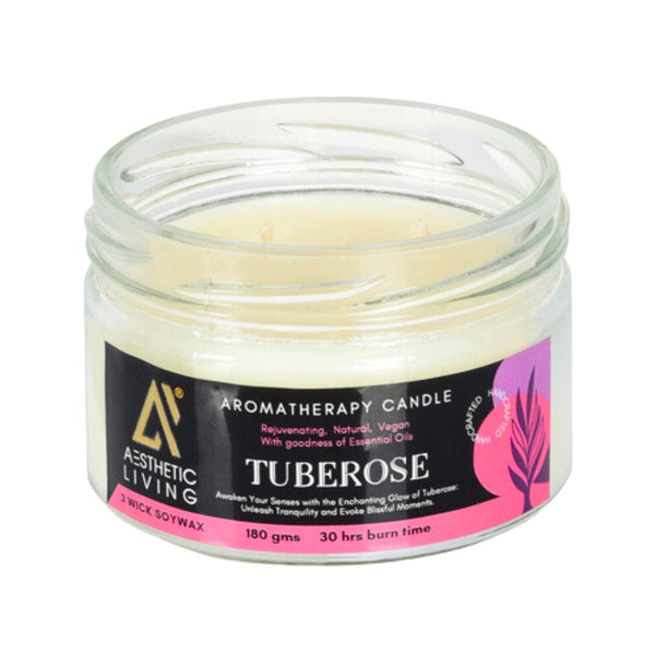Buy Tuberose 3 wick Soywax Candle I 30 hr burn, 180 gms | Shop Verified Sustainable Products on Brown Living