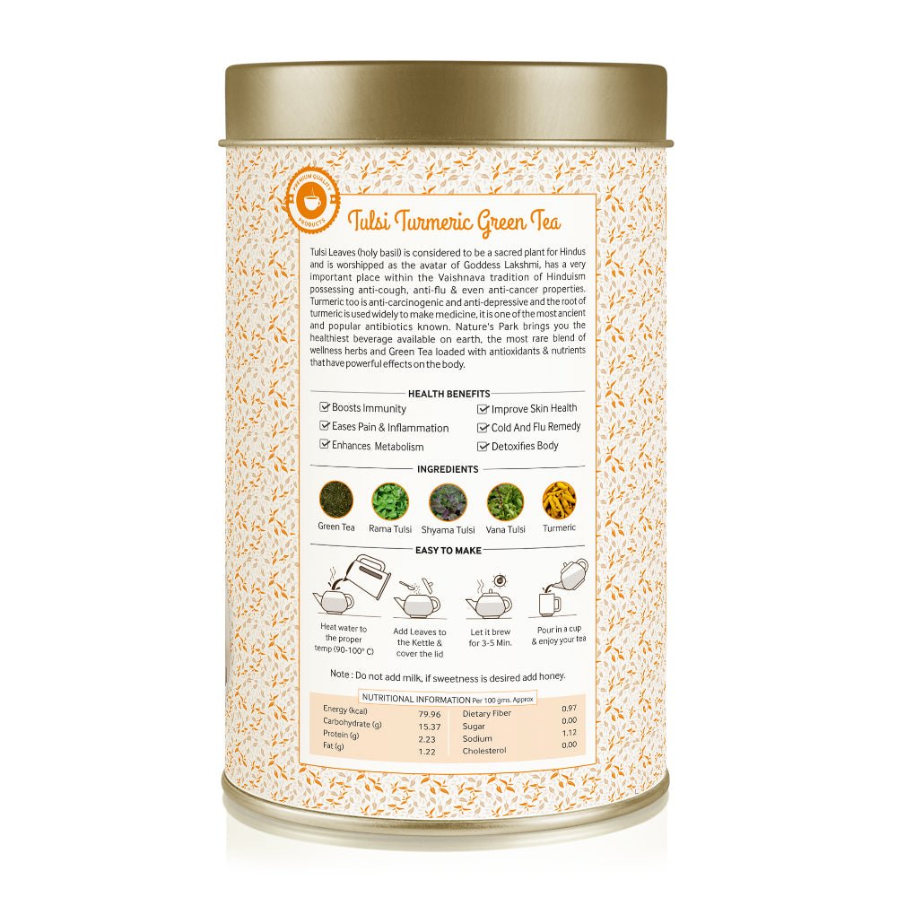 Tulsi Turmeric Green Tea Can (100 g) | Verified Sustainable by Brown Living™