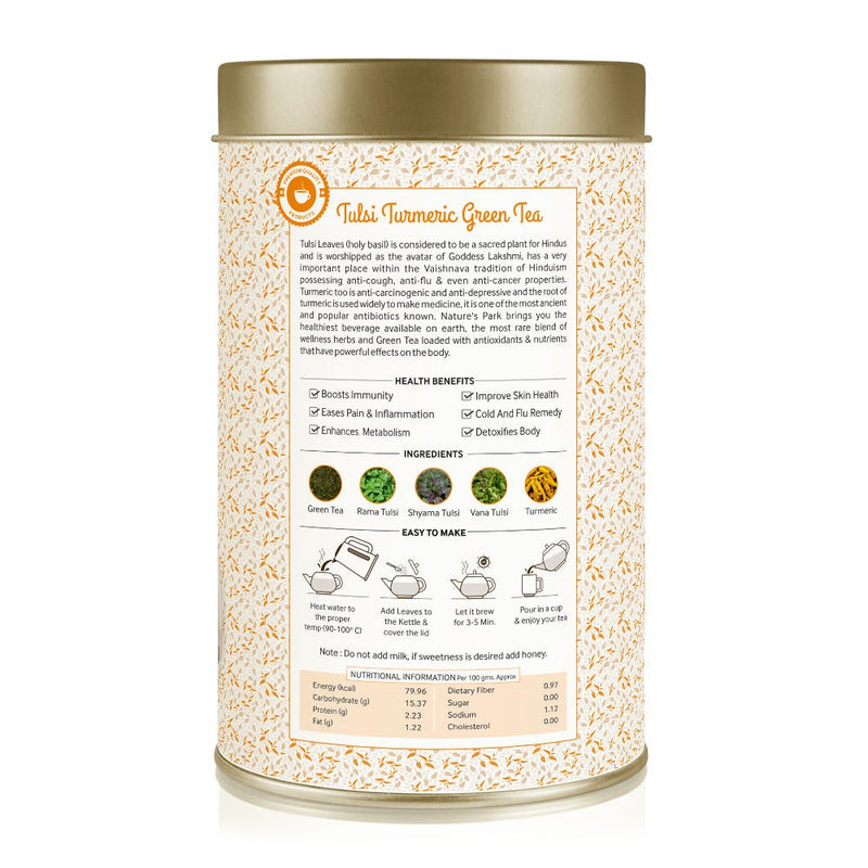 Buy Tulsi Turmeric Green Tea Can (100 g) | Shop Verified Sustainable Tea on Brown Living™