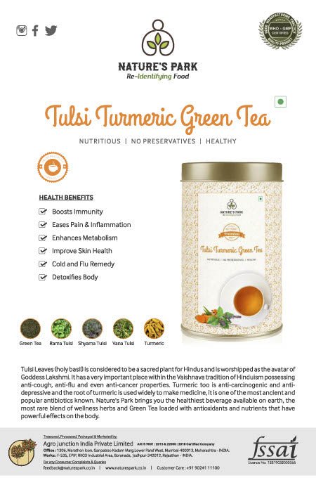 Buy Tulsi Turmeric Green Tea Can (100 g) | Shop Verified Sustainable Tea on Brown Living™