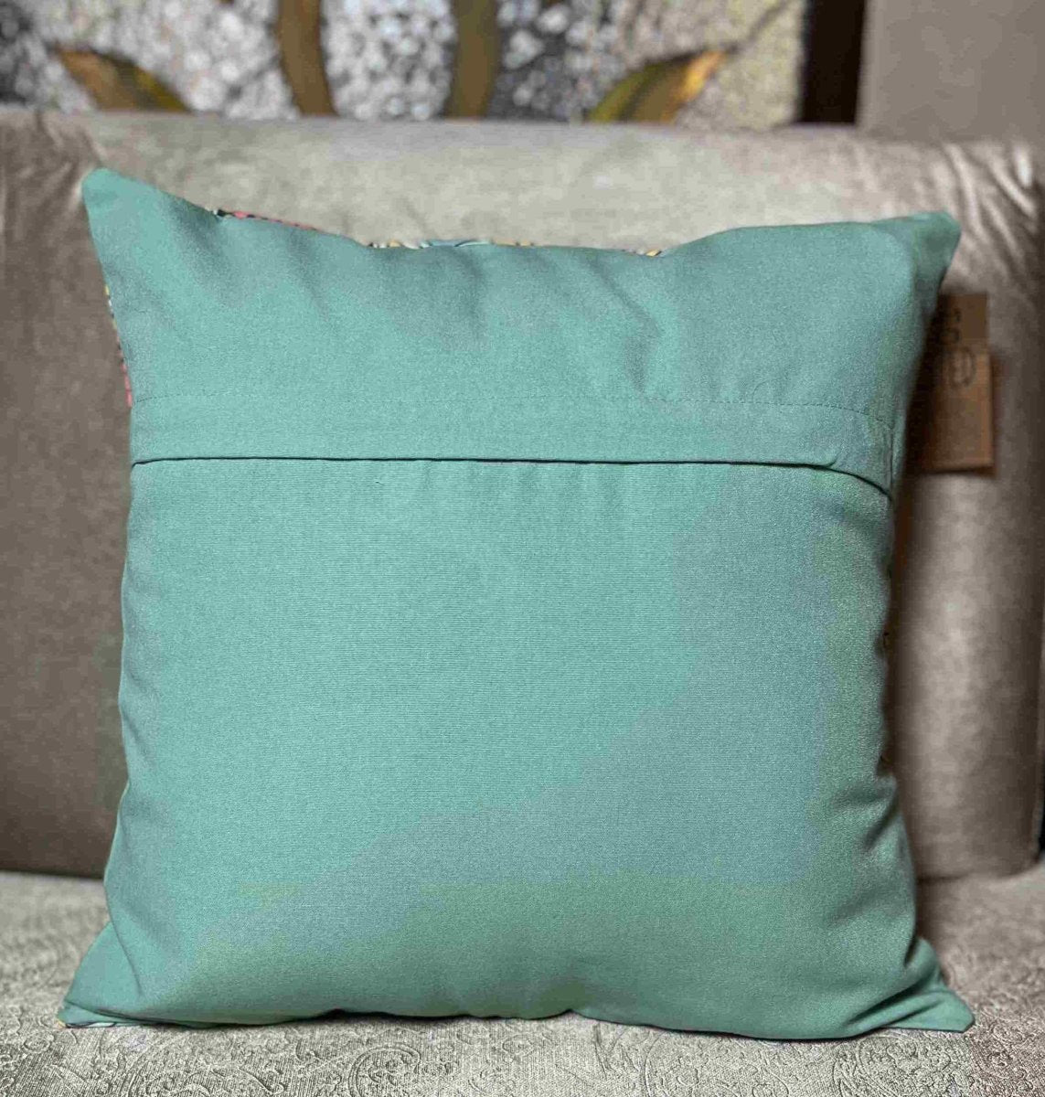 Turquoise Mandala Cushion Cover | Upcycled Linen | Verified Sustainable by Brown Living™