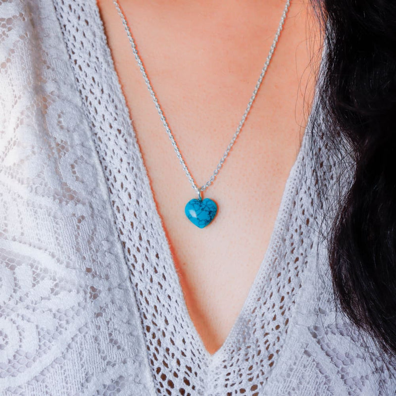 Turquoise Stone Pendant with Silver Chain | Verified Sustainable Womens Necklaces on Brown Living™