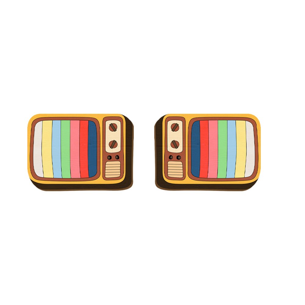 TV Hand Painted Wooden Earring | Verified Sustainable by Brown Living™