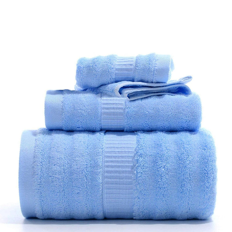 Buy Ultra Soft, Absorbent & Antimicrobial 600 GSM Towel Set of 3 Piece (Bath, Hand & Face) (Sky Blue) | Shop Verified Sustainable Products on Brown Living