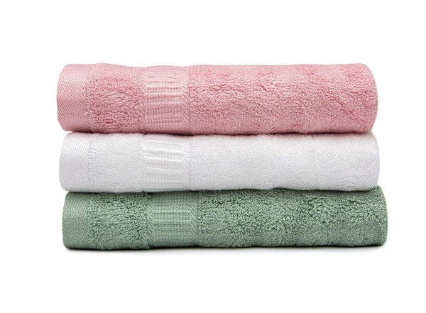 Buy Ultra Soft, Absorbent Face Towel Pack of 3 - Green, Pink, White | Shop Verified Sustainable Products on Brown Living