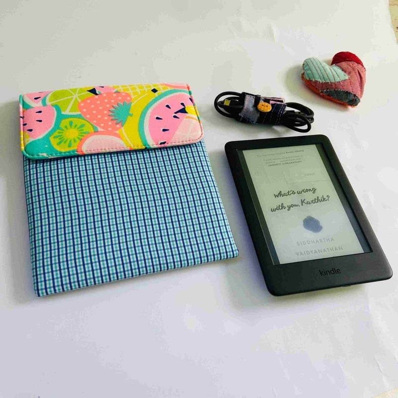 Buy Unique Kindle Sleeve-Blue Checkers-Fits all Kindle | Shop Verified Sustainable Tech Accessories on Brown Living™