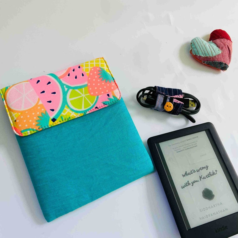 Buy Unique Kindle Sleeve- Light Green with print- Fits all Kindle | Shop Verified Sustainable Products on Brown Living