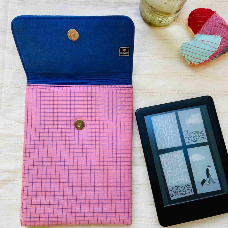 Unique Kindle Sleeve - Pink with checkers | Verified Sustainable by Brown Living™