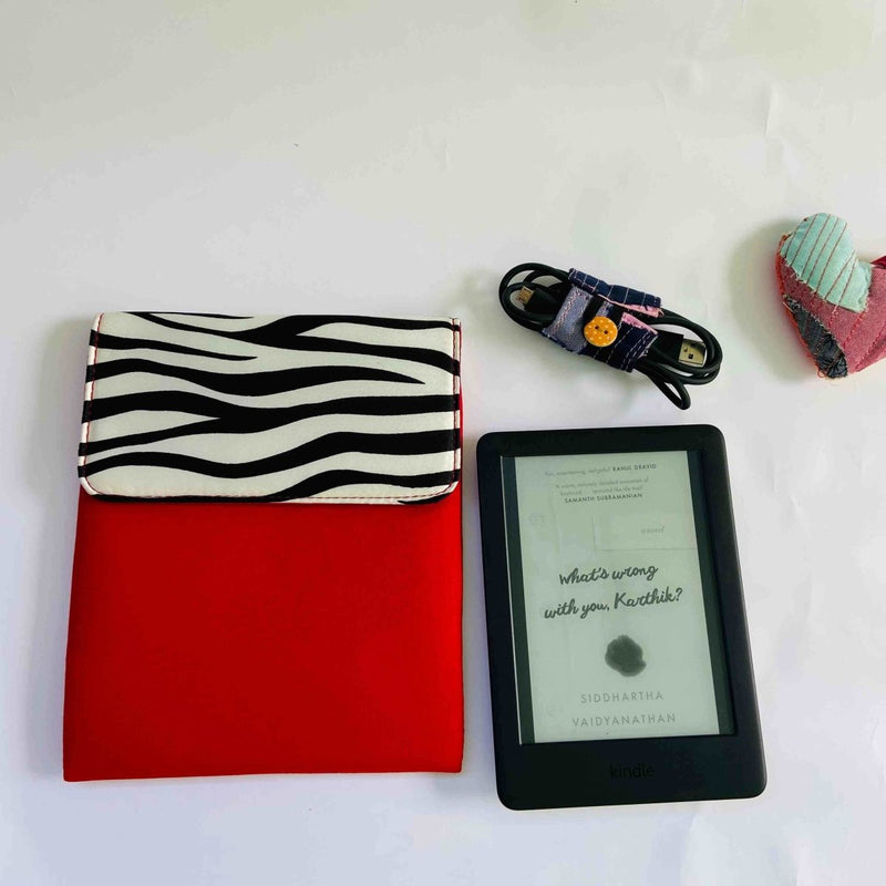 Buy Unique Kindle Sleeve- Red with print- Fits all Kindle | Shop Verified Sustainable Tech Accessories on Brown Living™